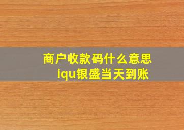 商户收款码什么意思 iqu银盛当天到账